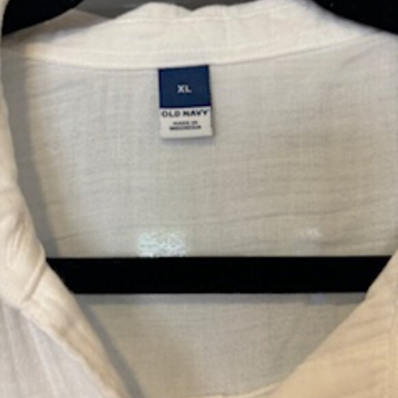 White Crinkle Gauze Loose Button-Down Shirt - XL - NWT - Picture 3 of 5